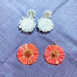 Bundle of boho earrings beaded blue & coral